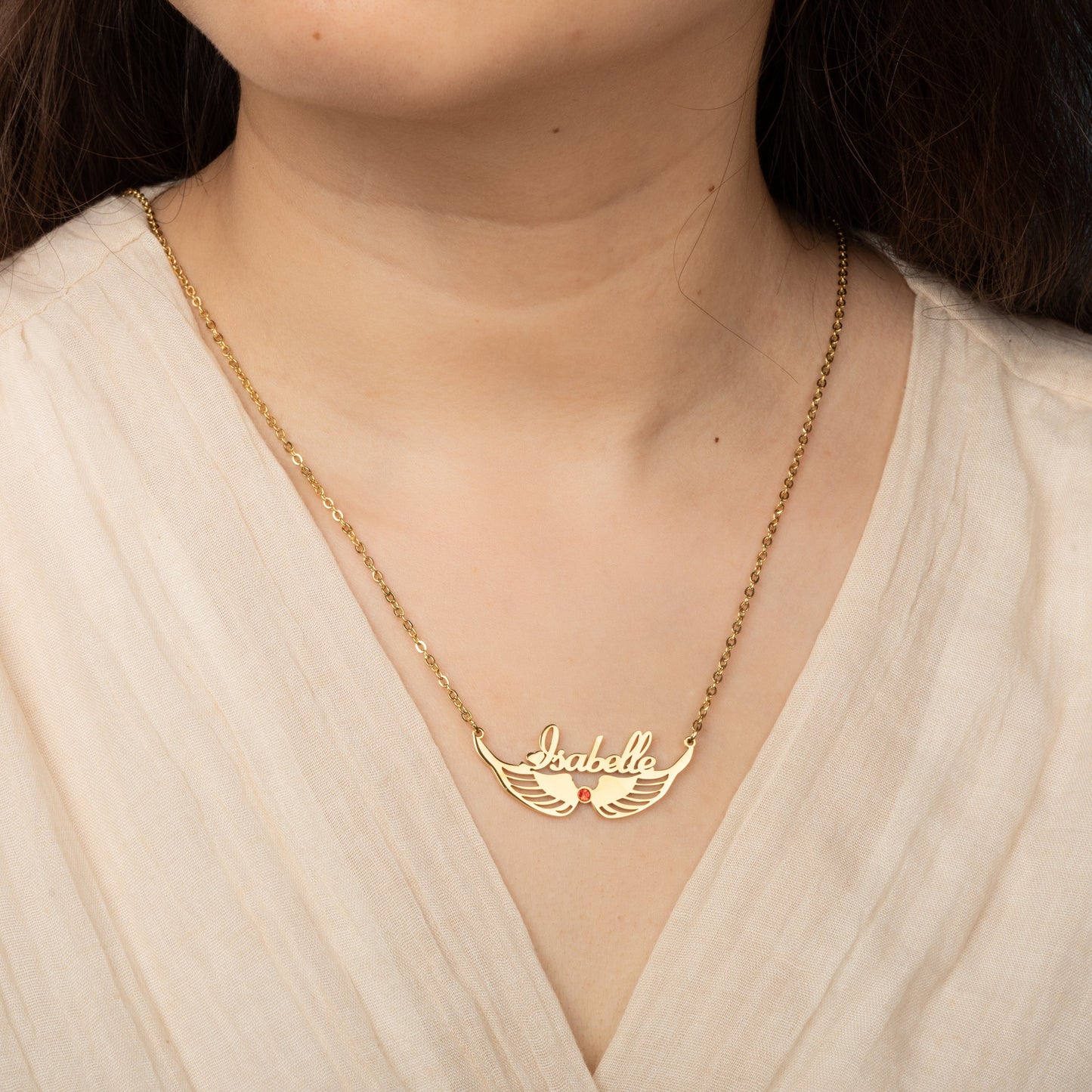 Victoria personalized wing collarbone necklace