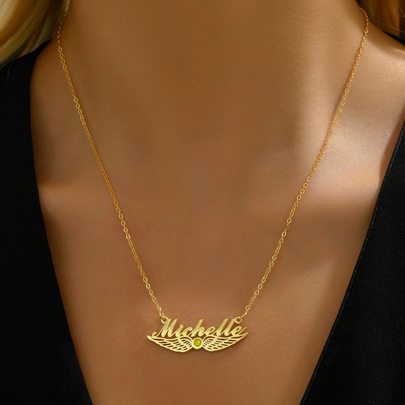 Victoria personalized wing collarbone necklace