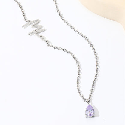 Abby Chrystal Letter Name Necklace
