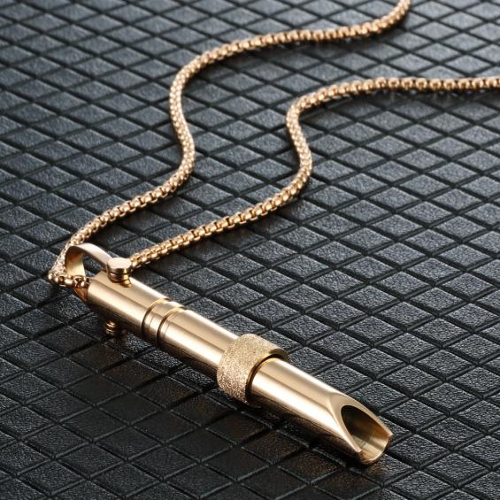 Stainless Steel Whistle Pendant Necklace Simple