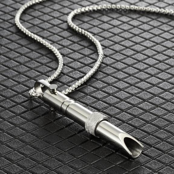 Stainless Steel Whistle Pendant Necklace Simple