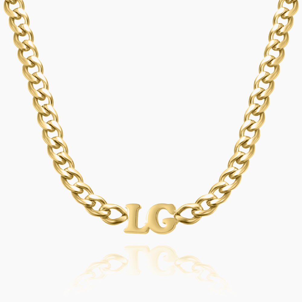 Initials Choker w/ XL Cuban Chain