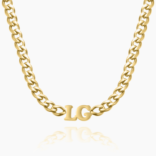 Initials Choker w/ XL Cuban Chain