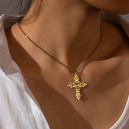 DIY Name Hollow Cross Pendant