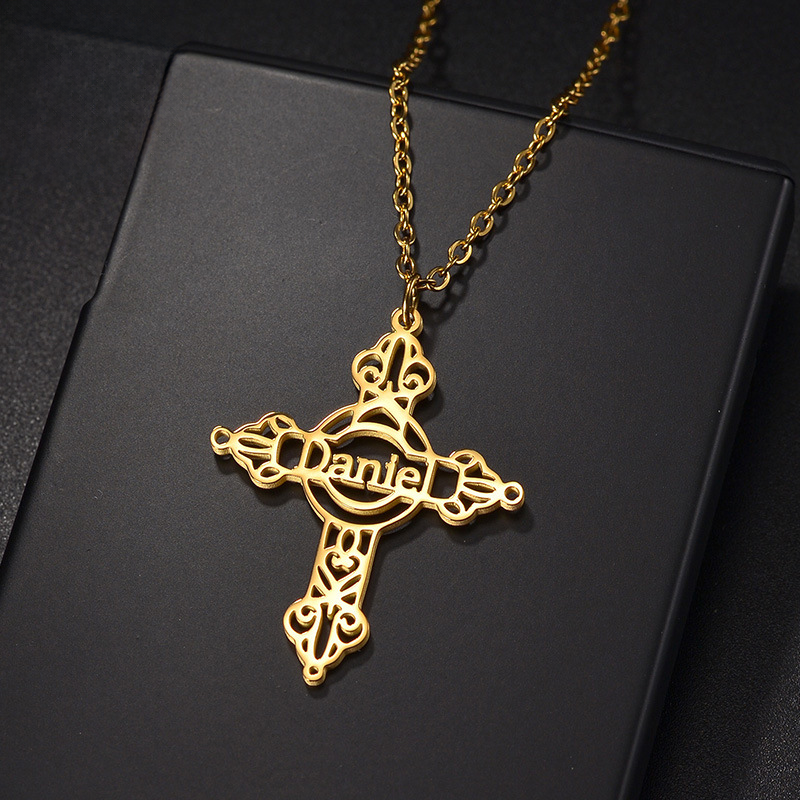 DIY Name Hollow Cross Pendant