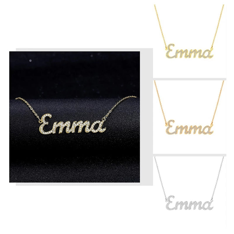 Luxe crystal personalised name necklace