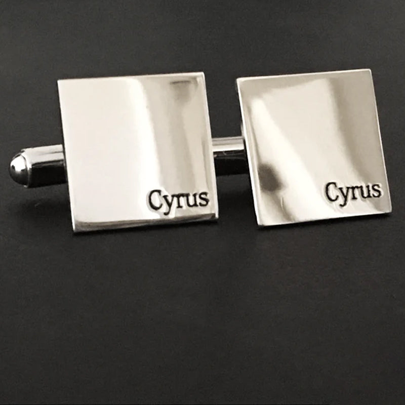 SP019 Square Sterling Silver Cufflinks (a pair) Platinum/Rose gold Plated Sterling Silver Name Cufflinks