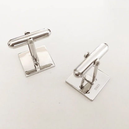 SP019 Square Sterling Silver Cufflinks (a pair) Platinum/Rose gold Plated Sterling Silver Name Cufflinks