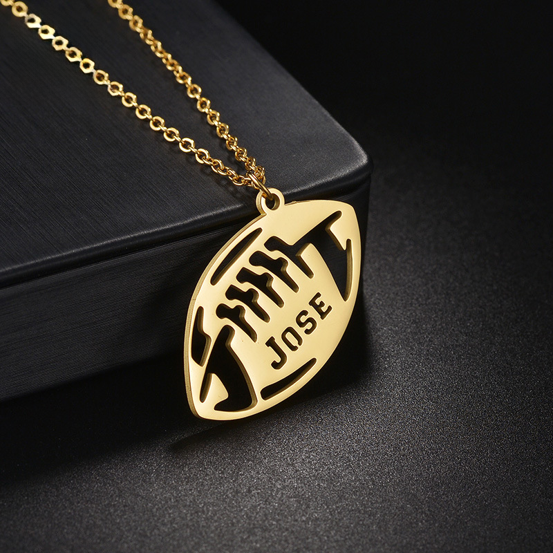 DIY Hollow Name Necklace with Basketball, Football, Rugby, Baseball, and Volleyball Pendant Necklace