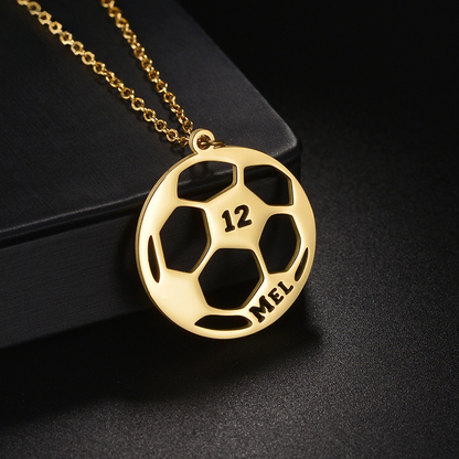 DIY Hollow Name Necklace with Basketball, Football, Rugby, Baseball, and Volleyball Pendant Necklace