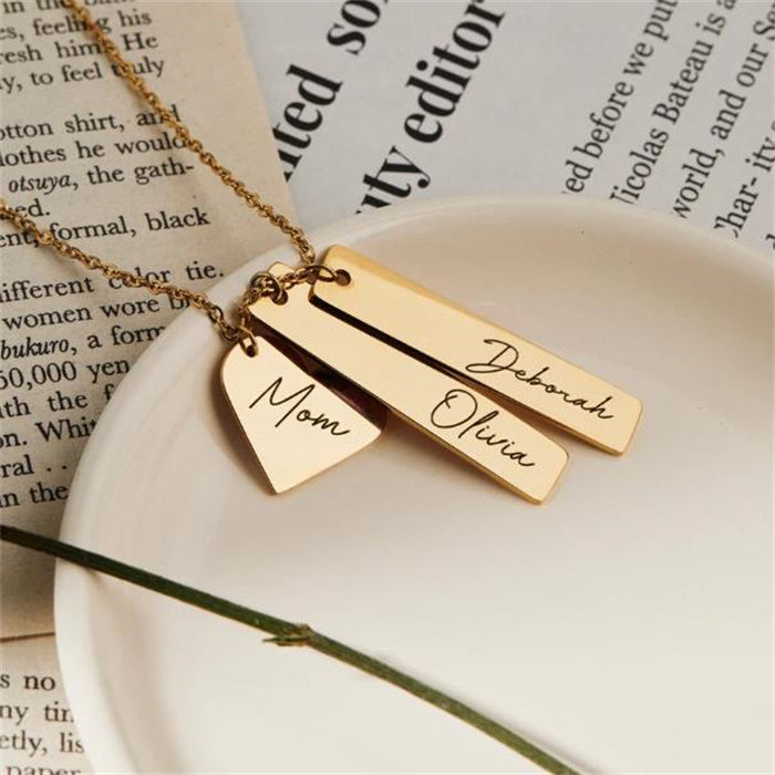 Quinn Customizable Heart and Bar Name Necklace