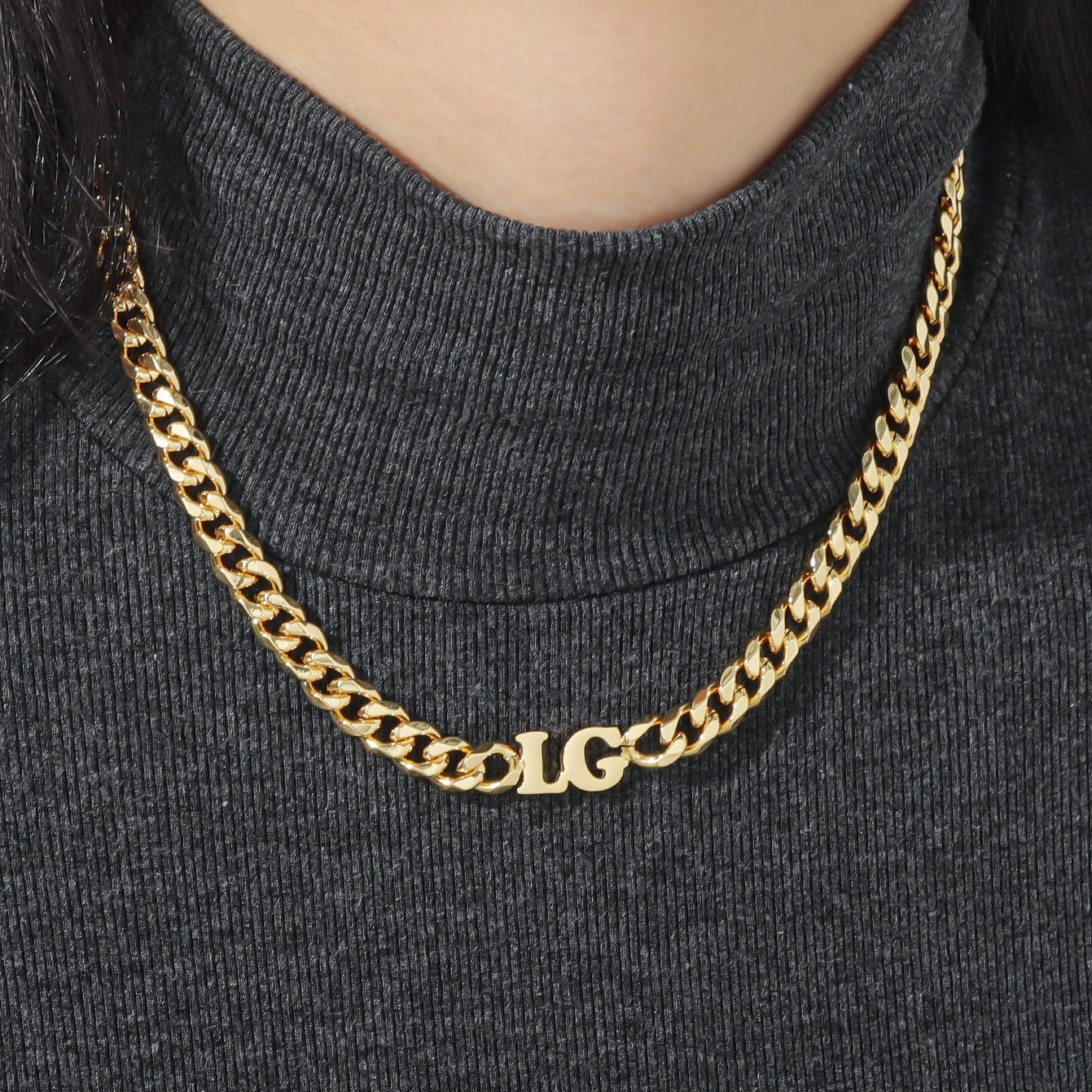 Initials Choker w/ XL Cuban Chain