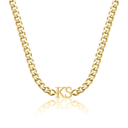 Initials Choker w/ XL Cuban Chain