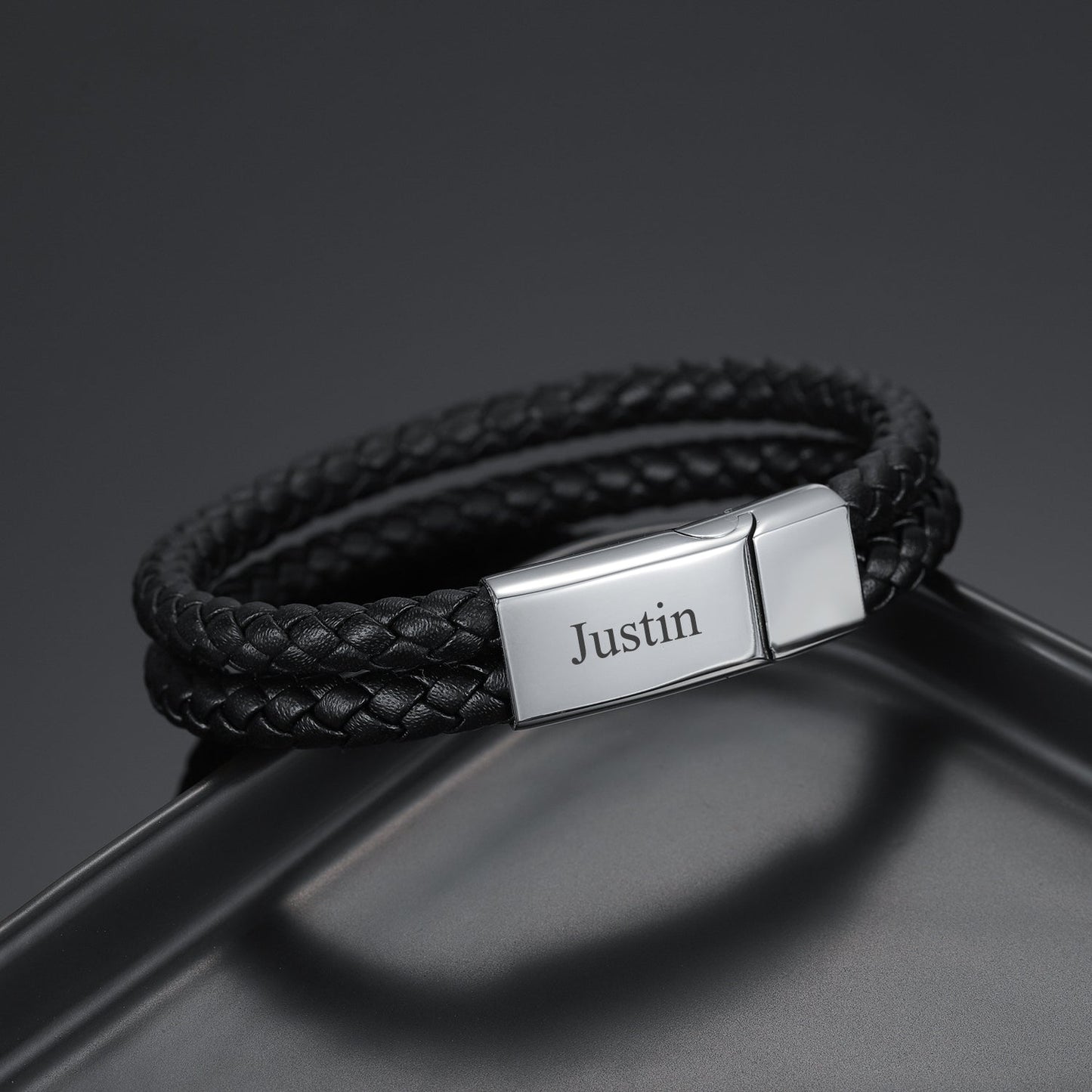 Engraved Leather Bracelet