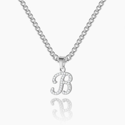 Kids Script Iced Letter Necklace