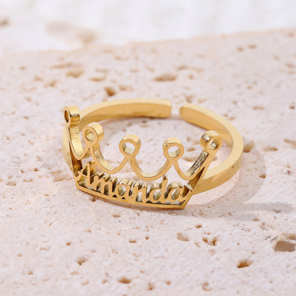 Crown Ring DIY Handmade Custom Name Open Ring