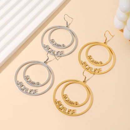 Violet Double Circle Name Stud Earrings