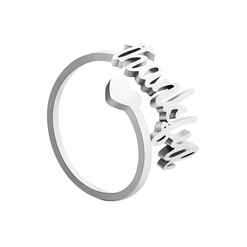 Exquisite gift engraved heart ring