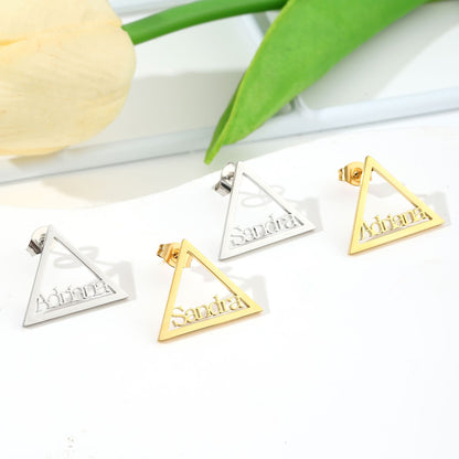 Hollow Triangle DIY English Letter Earrings