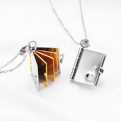 couple book pendant necklace