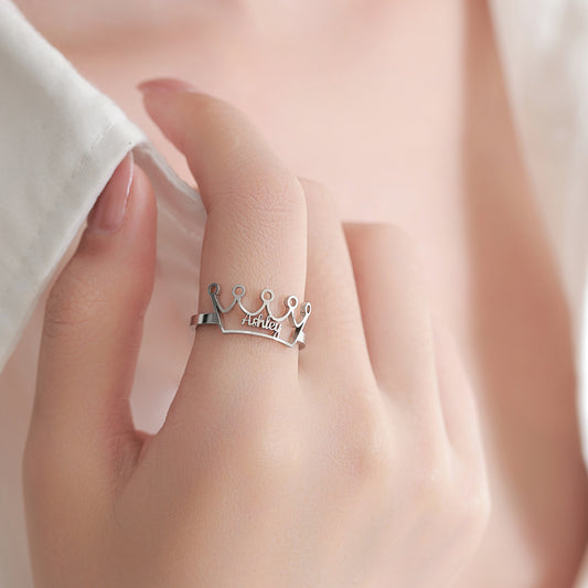 Crown Ring DIY Handmade Custom Name Open Ring