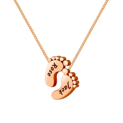 Gold engraved little thick footprint necklace