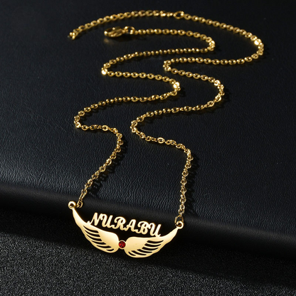 Victoria personalized wing collarbone necklace