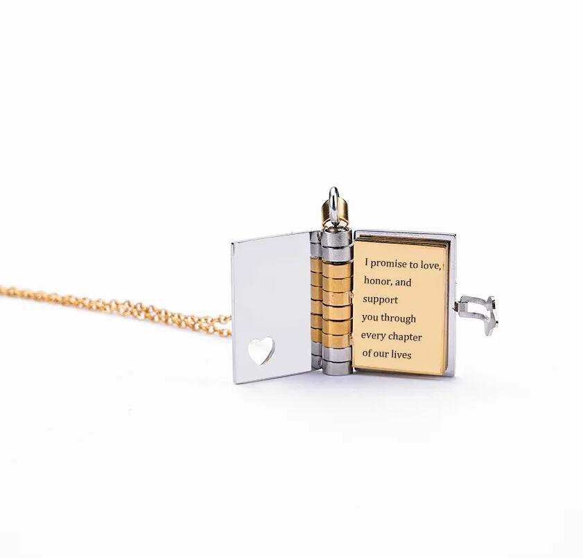 couple book pendant necklace