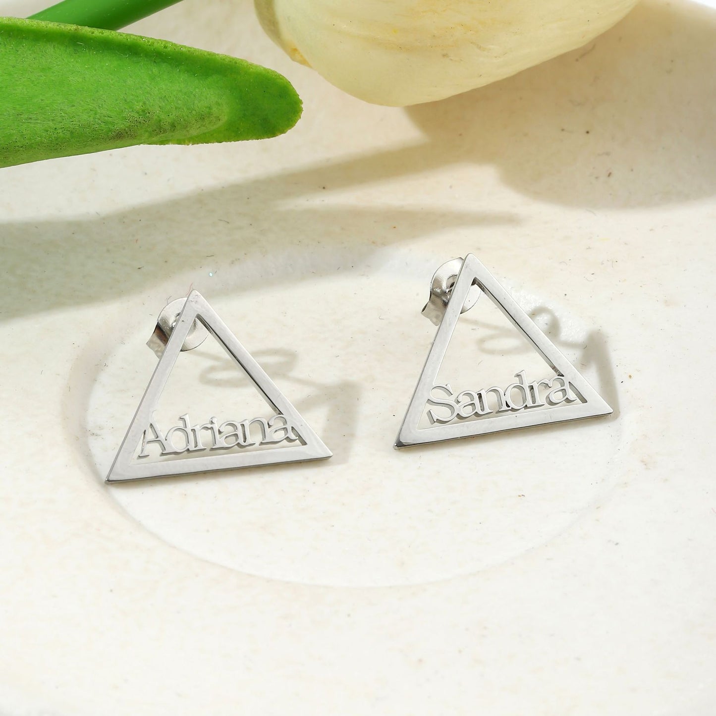 Hollow Triangle DIY English Letter Earrings