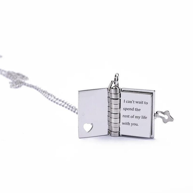 couple book pendant necklace