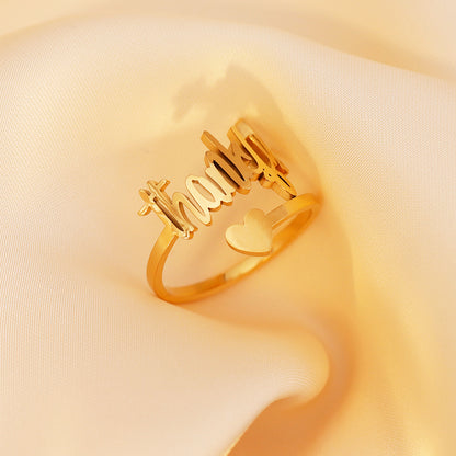 Exquisite gift engraved heart ring