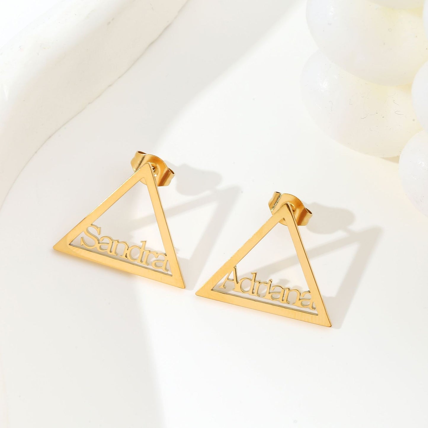 Hollow Triangle DIY English Letter Earrings