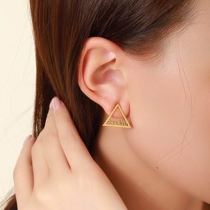 Hollow Triangle DIY English Letter Earrings