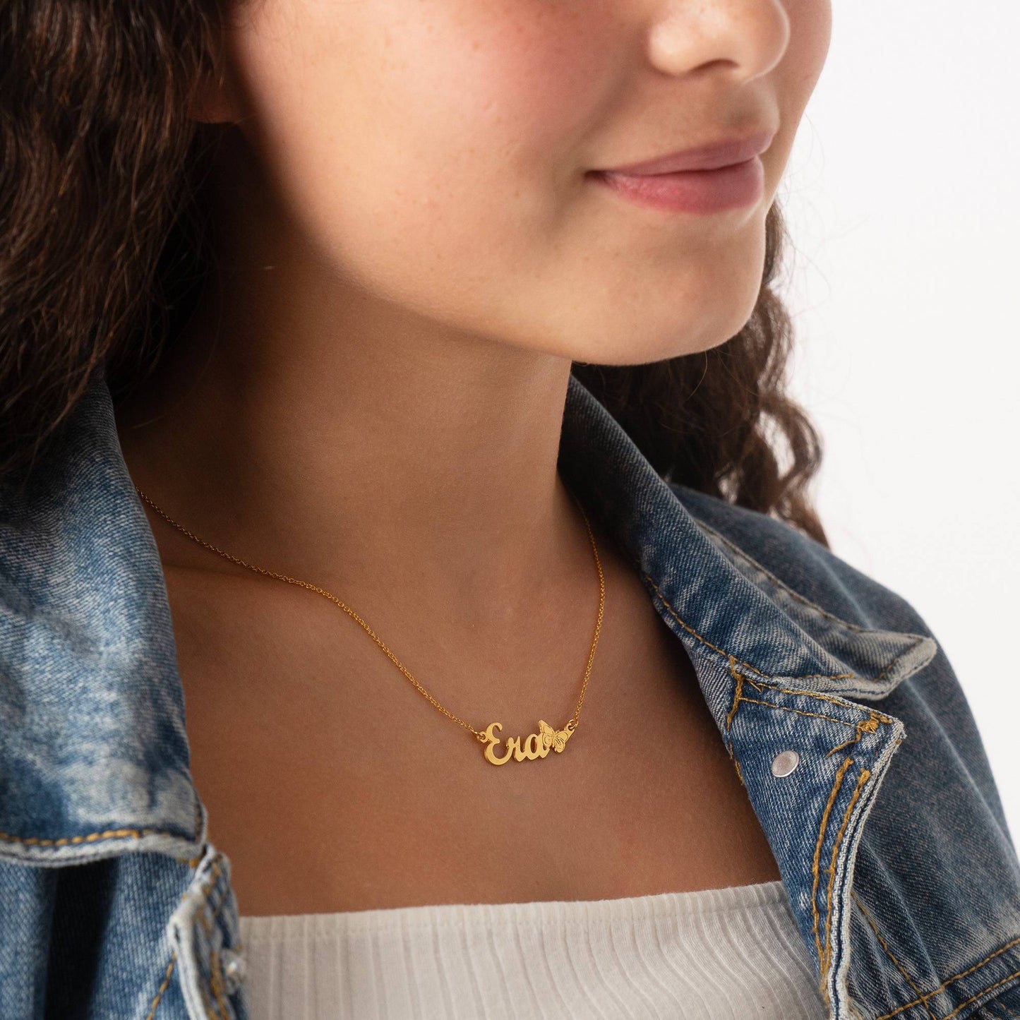 Teen's Butterfly Name Necklace in 18K Gold Plating