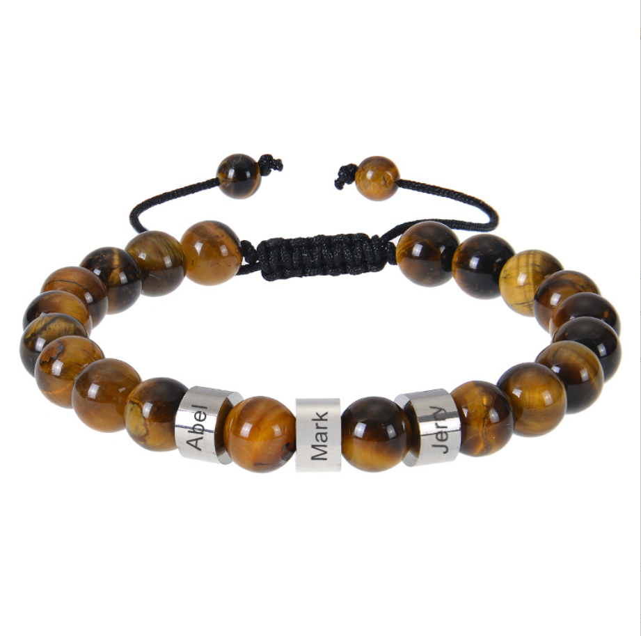 Lava Stones & Tiger Eye Stones - Men's Beaded Bracelet