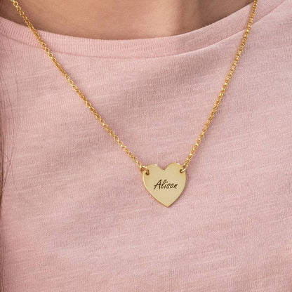 Teen's Engraved Heart Necklace in 18K Gold Plating