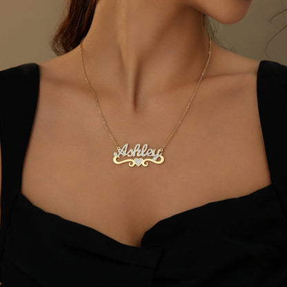 Iced Heart Name Necklace