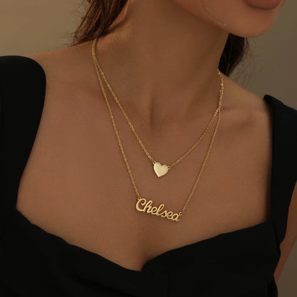 Heart Layer Name Necklace