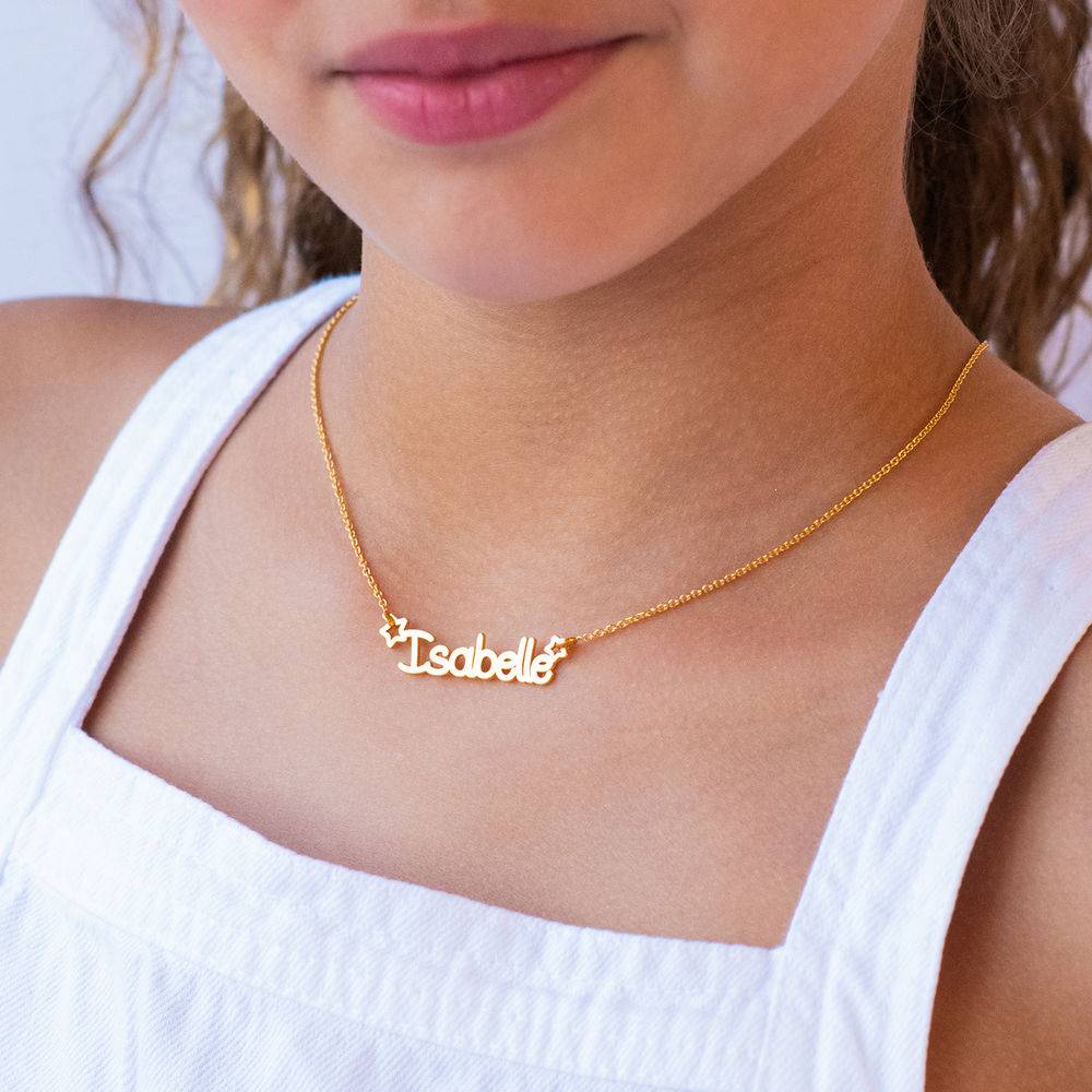 Girl's Star Name Necklace in 18K Gold Plating