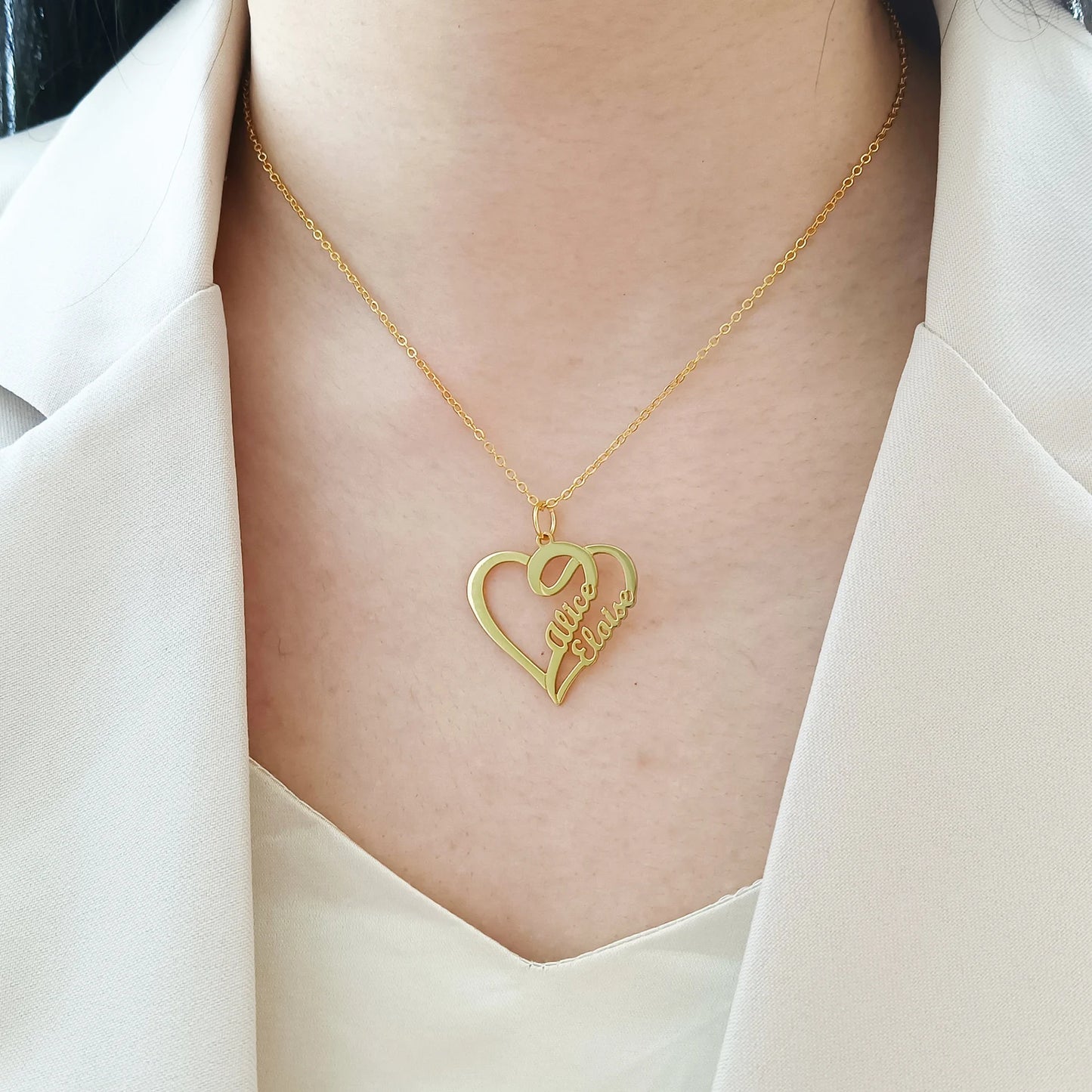 Grace Double Heart Pendant Necklace