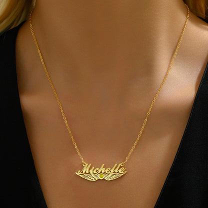Victoria personalized wing collarbone necklace