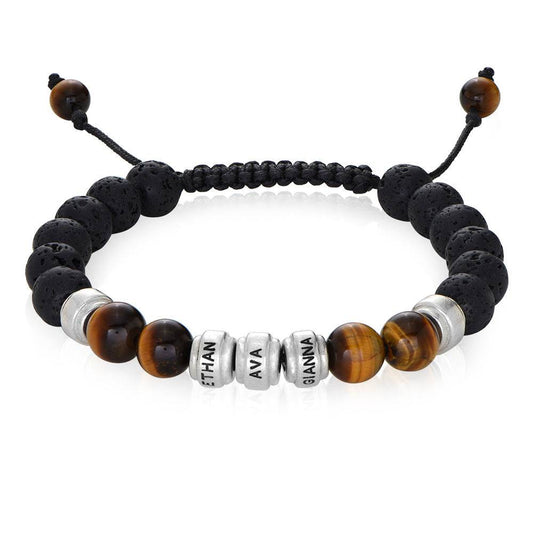 Lava Stones & Tiger Eye Stones - Men's Beaded Bracelet