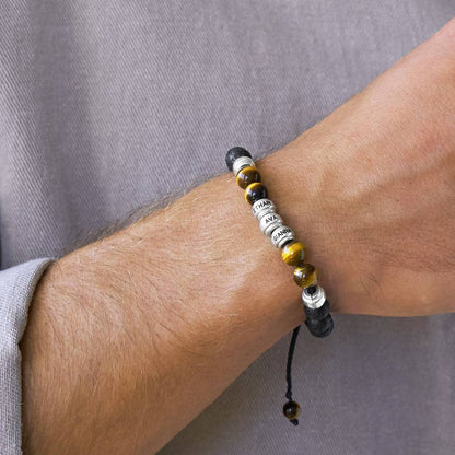 Lava Stones & Tiger Eye Stones - Men's Beaded Bracelet