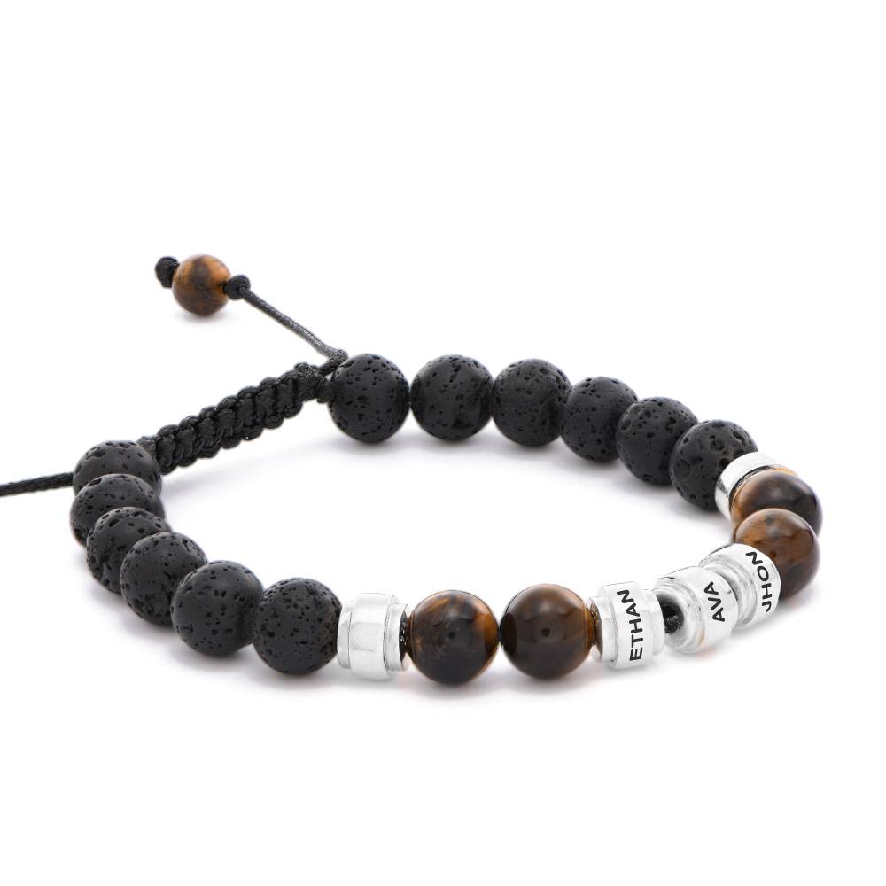 Lava Stones & Tiger Eye Stones - Men's Beaded Bracelet