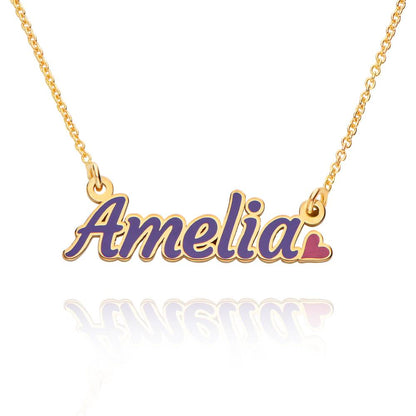 Mini Twinkle Girls Name Enamel Necklace in 18K Gold Plating