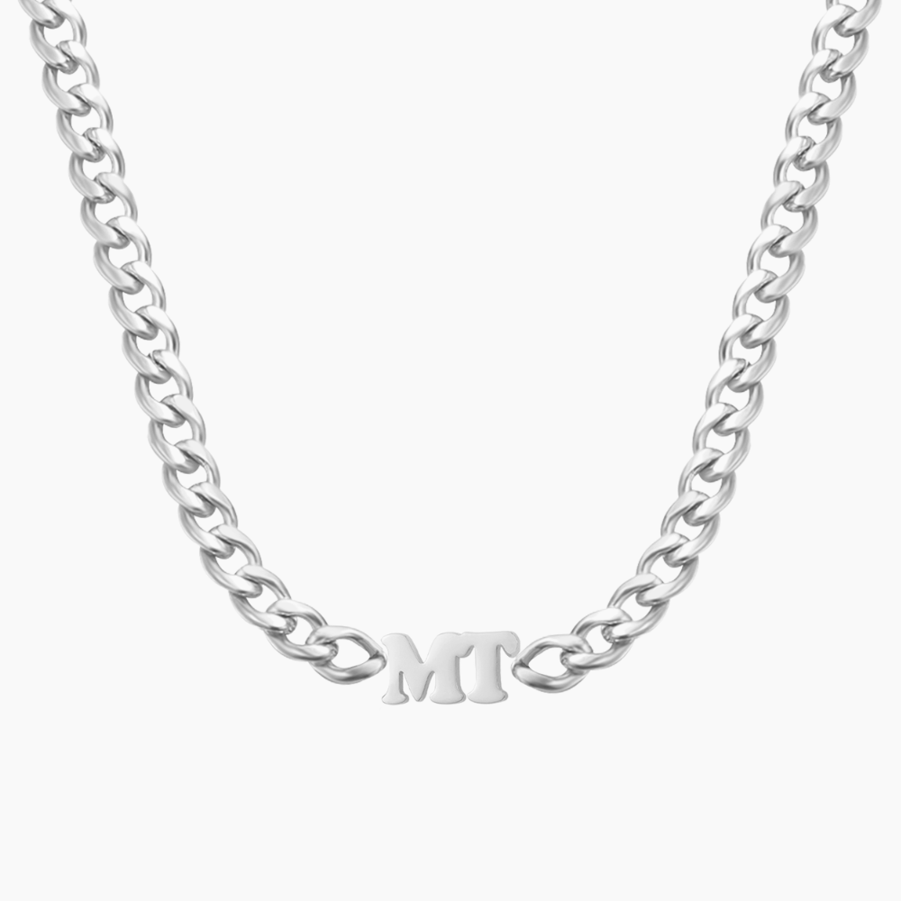 Initials Choker w/ XL Cuban Chain