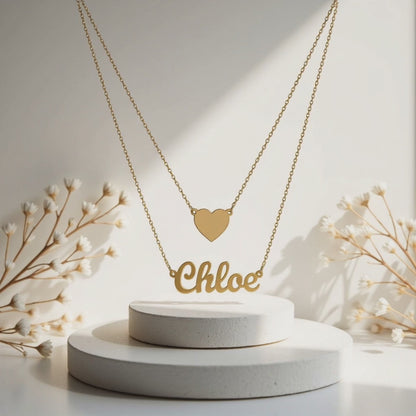 Heart Layer Name Necklace