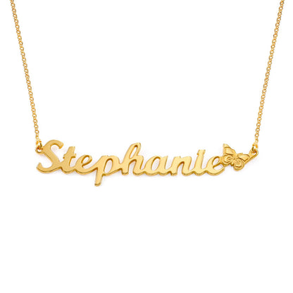 Teen's Butterfly Name Necklace in 18K Gold Plating